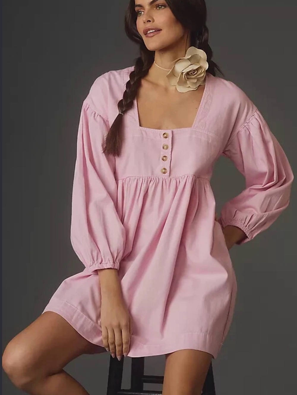 Anthropologie Dusty Pink Long-Sleeve oversize